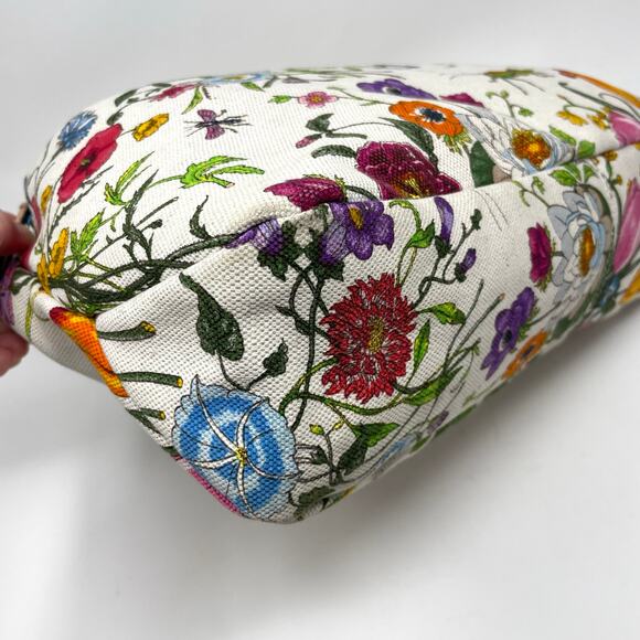 Gucci Horsebit Hobo Multicolor Flora Floral Cloth Leather Shoulder Bag Purse - Picture 13 of 17